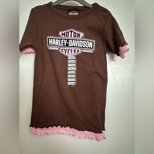 Harley-Davidson Kids Tee in Brown with Pink Details